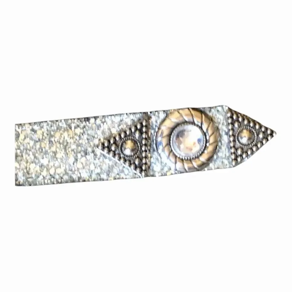 Western Boho Belt Bundle Leatherock Silver Glitter & Studded Concho Leather Belt